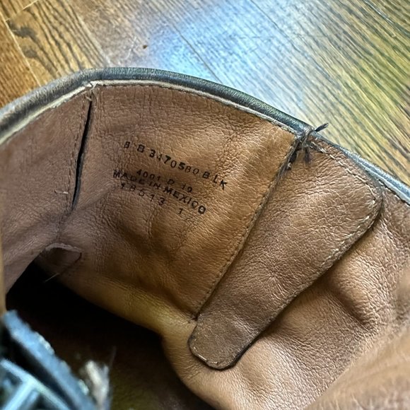 Frye Veronica Belted Buckle Shortie Moto Boot in Distressed Black/Brown - Picture 6 of 10